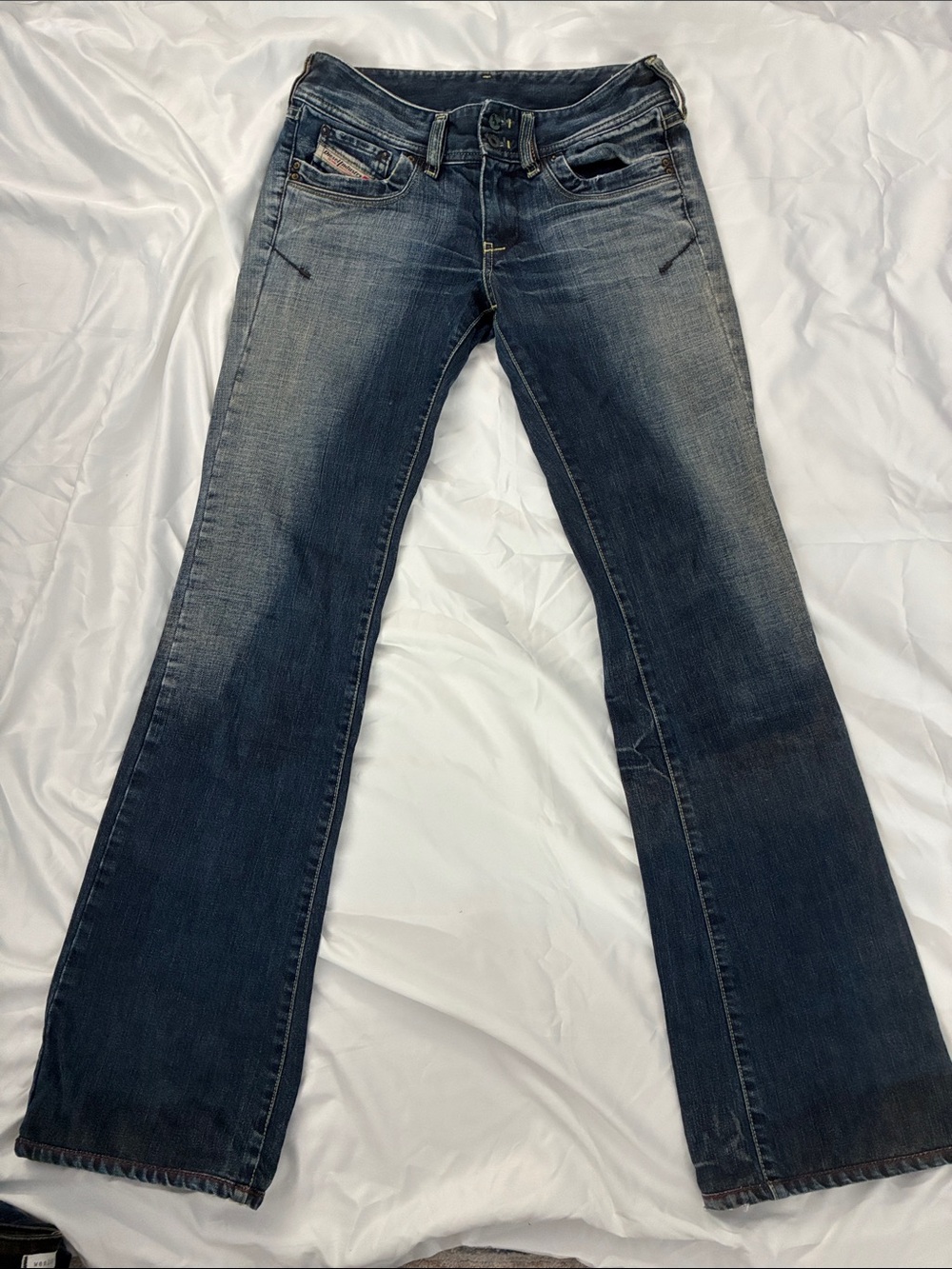 Women's Dark Wash Low Rise Bootcut Jeans - Blue